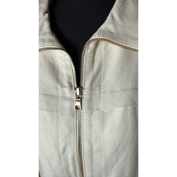 Ann Taylor Petite Beige Linen Blend Cropped Zip Up Jacket Women Size 6P - Picture 8 of 9